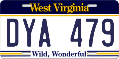 WV license plate DYA479