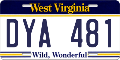 WV license plate DYA481
