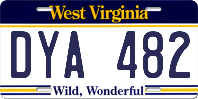 WV license plate DYA482
