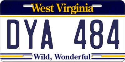 WV license plate DYA484