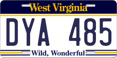 WV license plate DYA485