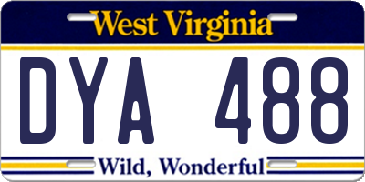 WV license plate DYA488