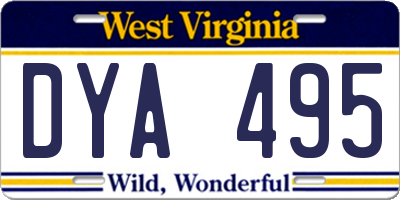 WV license plate DYA495
