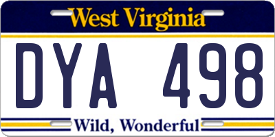 WV license plate DYA498