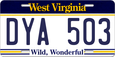 WV license plate DYA503
