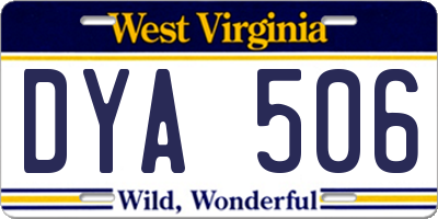 WV license plate DYA506