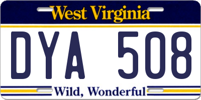 WV license plate DYA508