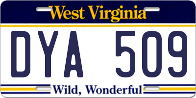 WV license plate DYA509