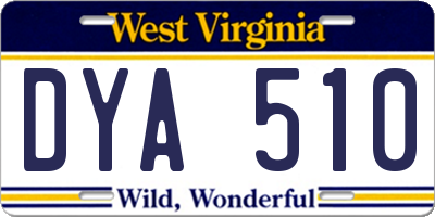 WV license plate DYA510
