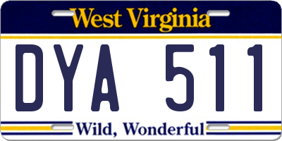 WV license plate DYA511