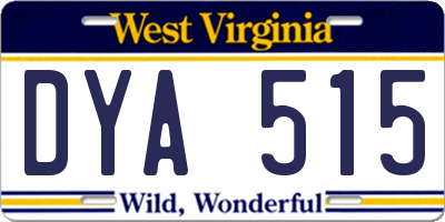 WV license plate DYA515