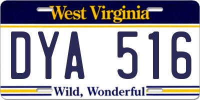 WV license plate DYA516