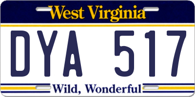 WV license plate DYA517