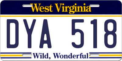 WV license plate DYA518