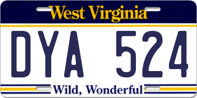 WV license plate DYA524