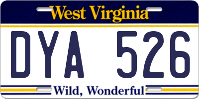 WV license plate DYA526