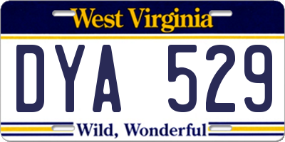 WV license plate DYA529
