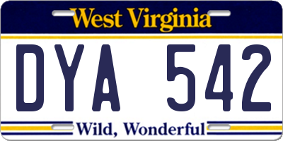 WV license plate DYA542