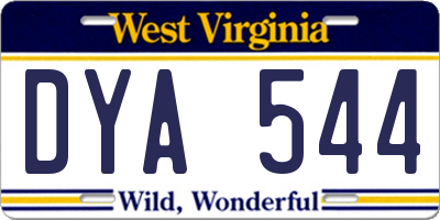 WV license plate DYA544