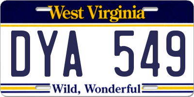 WV license plate DYA549