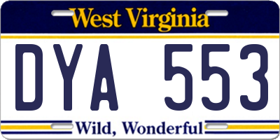 WV license plate DYA553