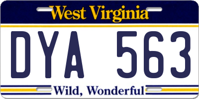 WV license plate DYA563