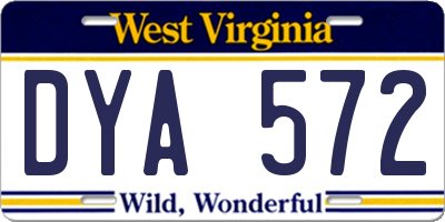 WV license plate DYA572