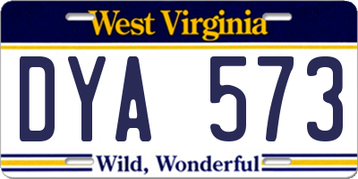 WV license plate DYA573