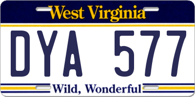 WV license plate DYA577