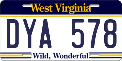 WV license plate DYA578
