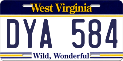 WV license plate DYA584