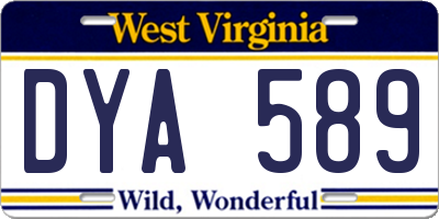 WV license plate DYA589