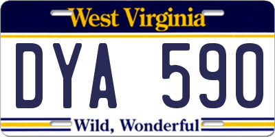 WV license plate DYA590