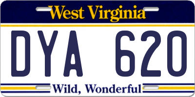 WV license plate DYA620
