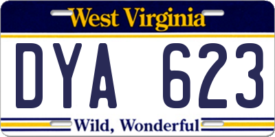 WV license plate DYA623