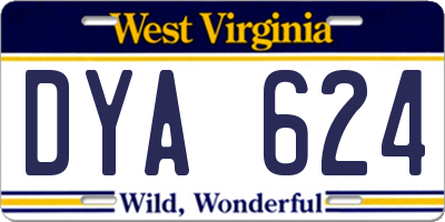 WV license plate DYA624