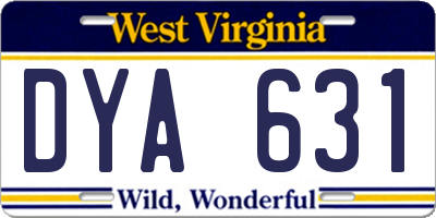 WV license plate DYA631
