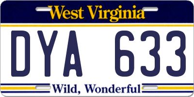 WV license plate DYA633