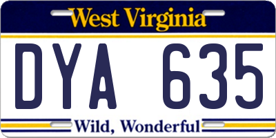 WV license plate DYA635