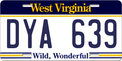 WV license plate DYA639