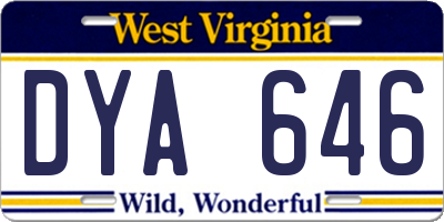 WV license plate DYA646