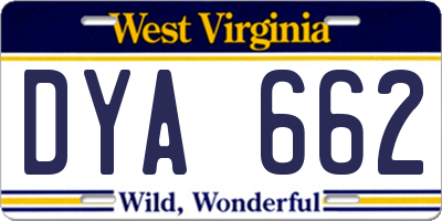 WV license plate DYA662
