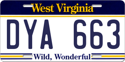 WV license plate DYA663