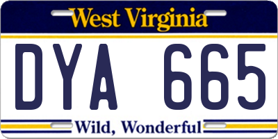 WV license plate DYA665