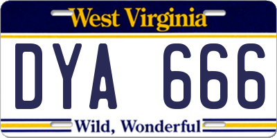 WV license plate DYA666