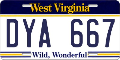 WV license plate DYA667