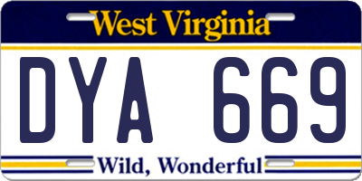 WV license plate DYA669