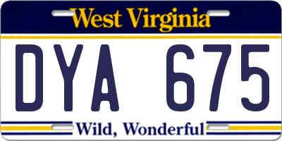 WV license plate DYA675
