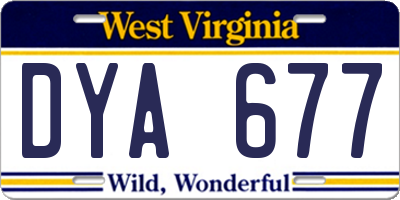 WV license plate DYA677