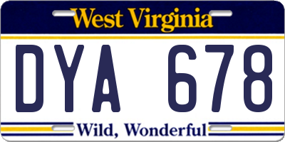 WV license plate DYA678